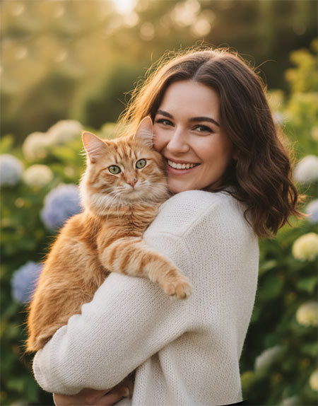 Client holding cat